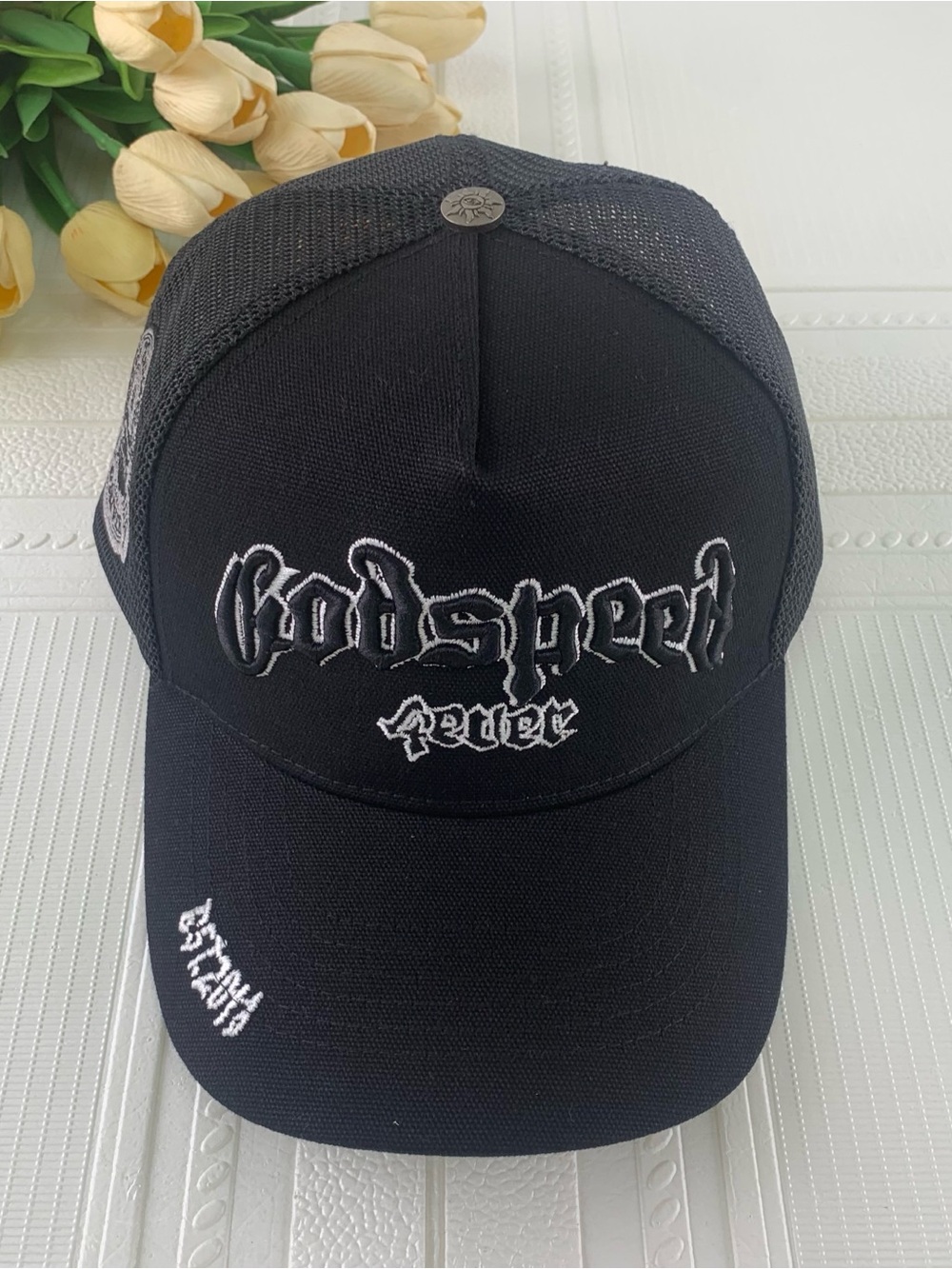 Black 'Godspeed Forever' Embroidered Trucker Cap